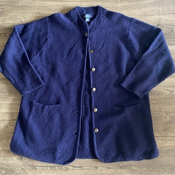 Herman Geist Jackets & Blazers - herman Geist Vintage navy 100% wool button up jacket size XL